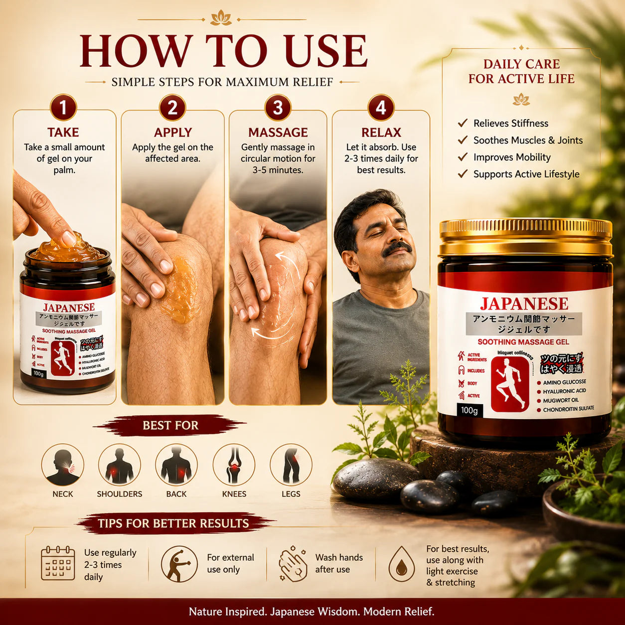 Japanese Instant Pain Relief Soothing Massage Gel ( BUY 1 GET 1 FREE )
