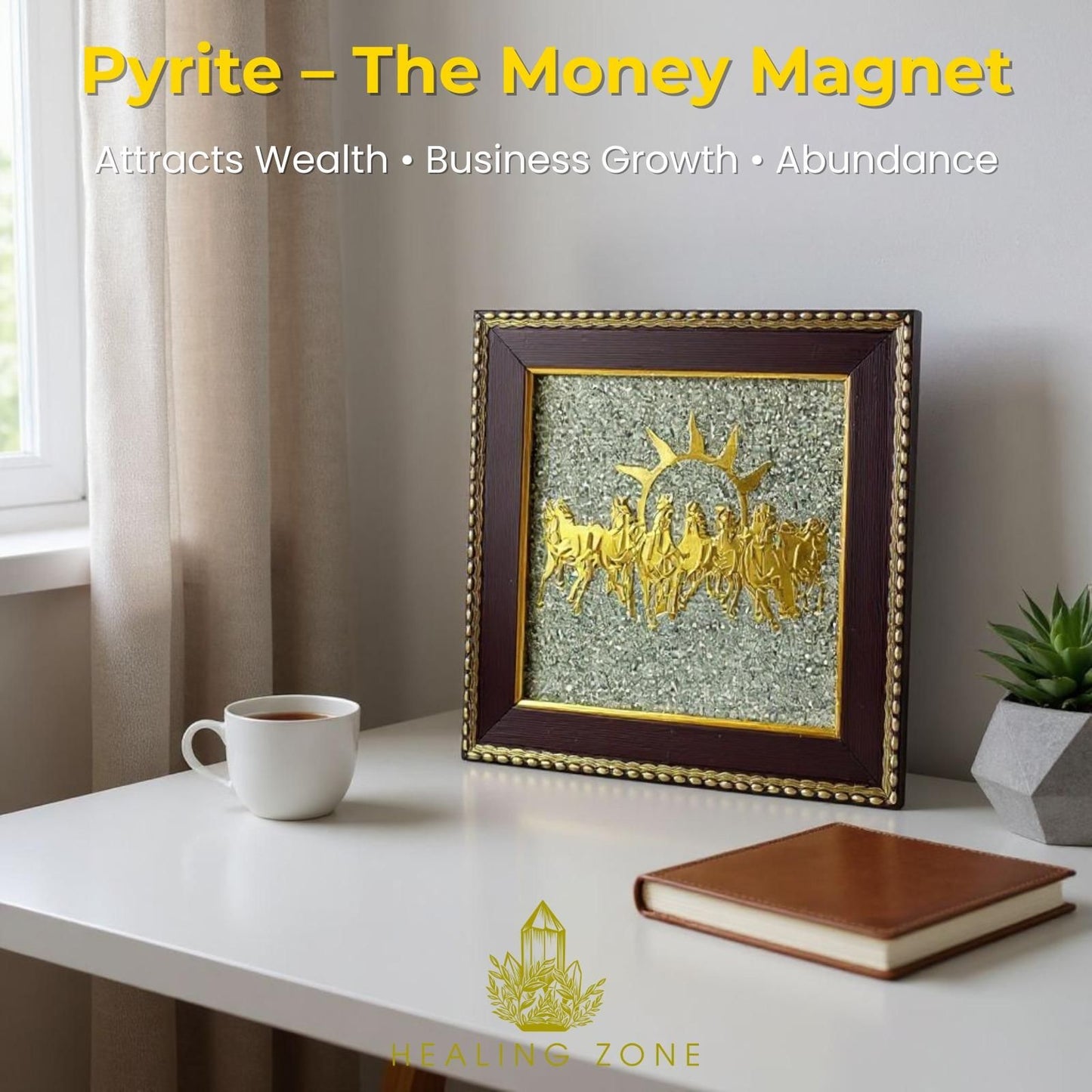 Mantra Abhimantrit 7 Horses Ashirbad Raw Pyrite Frame