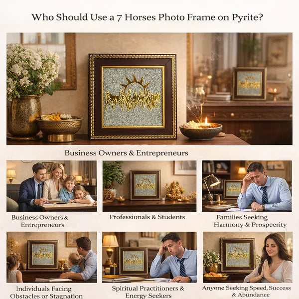 Mantra Abhimantrit 7 Horses Ashirbad Raw Pyrite Frame